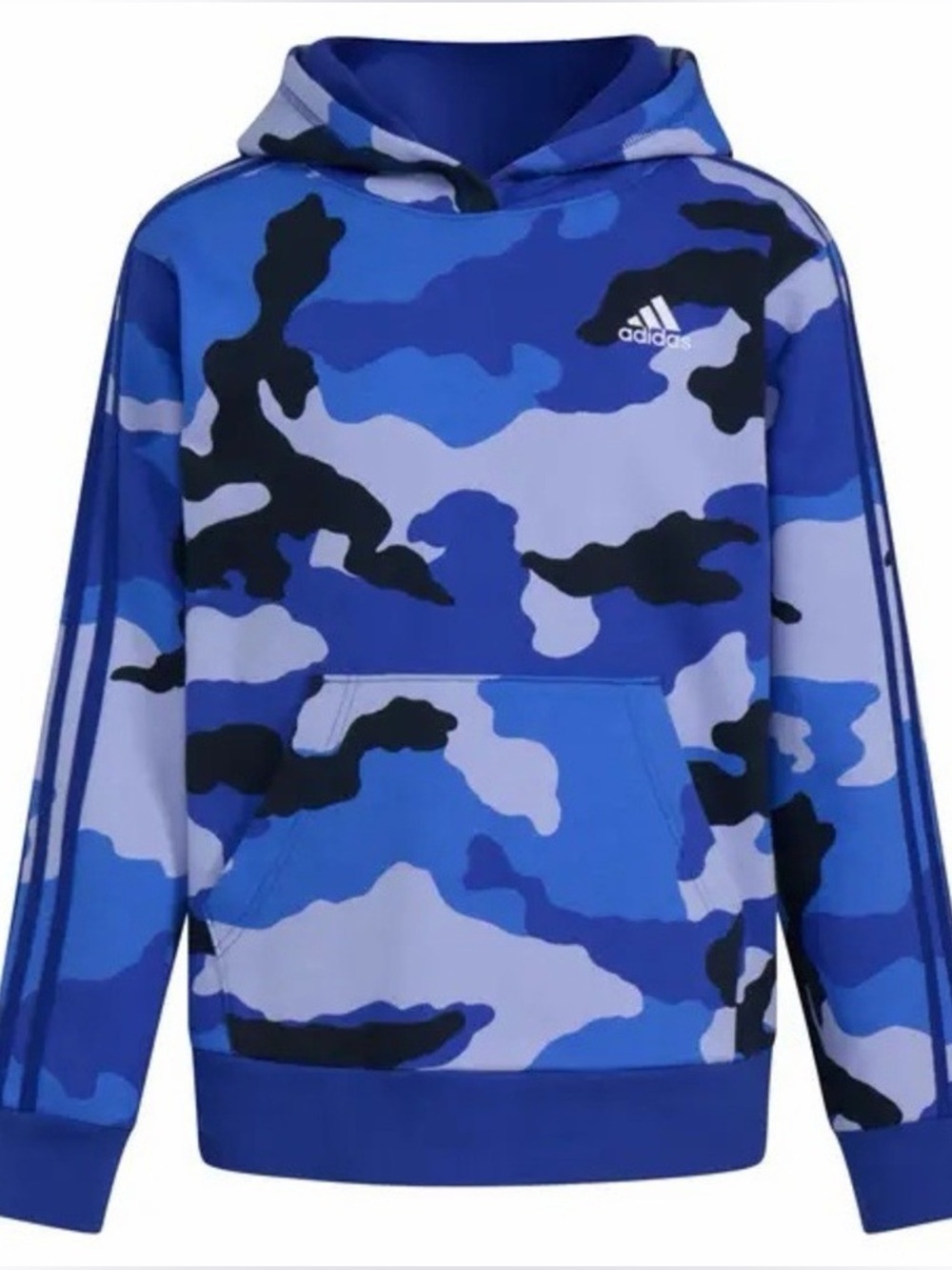 NWT Adidas Boys Blue Camo Hoodie Sweatshirt Size Small (8)